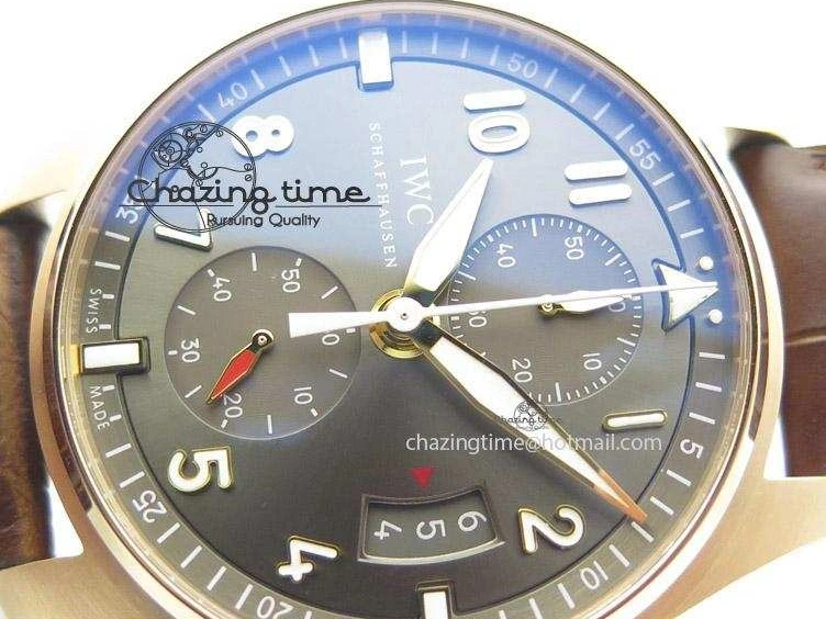 MIROTIME 0208 Pilot Chrono RG 3878 ZF Best Edition Grey Dial On Brown Leather Strap A UrbanChic 7330